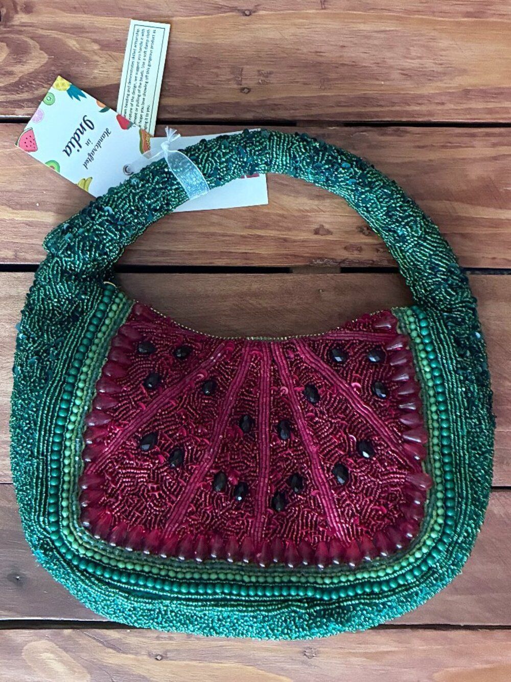 NWT Viral Watermelon Beaded Statement Bag Red/Green